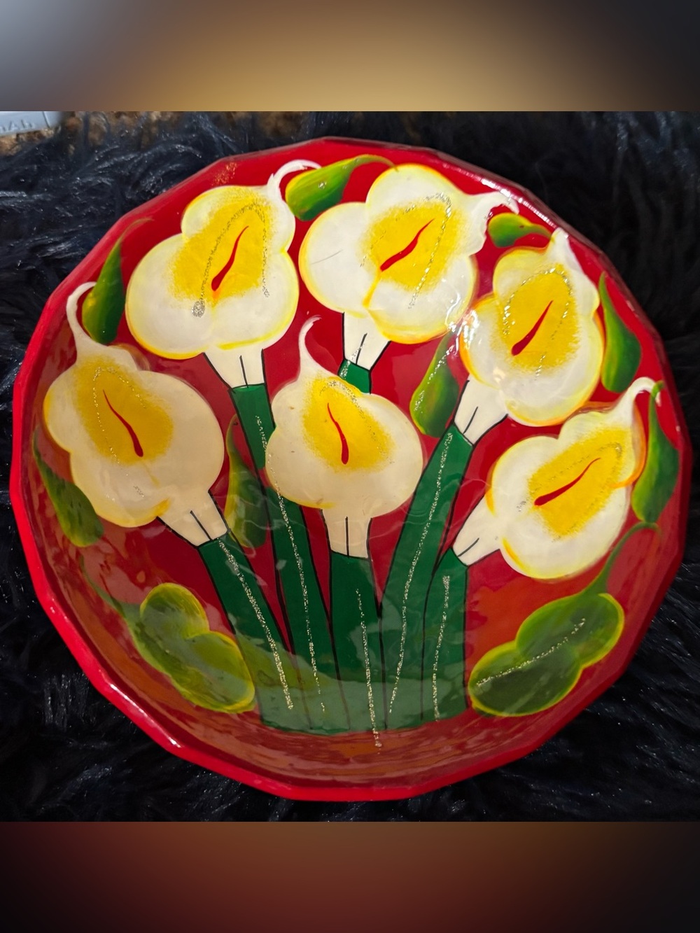 Vibrant Mexican Pottery Home decor bowl 6”,